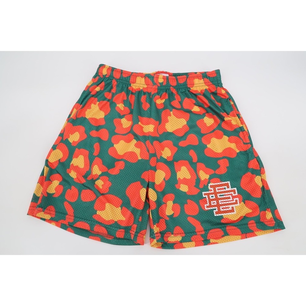 Eric Emanuel EE Basic Shorts Cheetah Collection Green‎ Orange SS21 Mens Medium